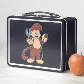 Lunch Box Singe comme coiffeur avec ciseaux et razor (En situation)