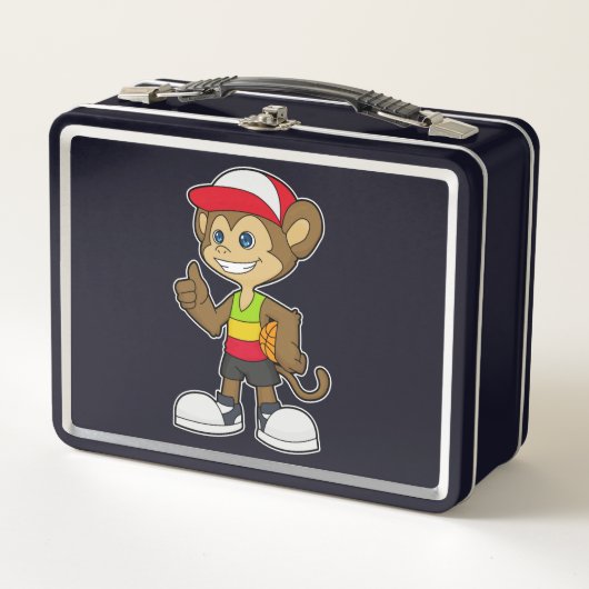 Lunch Box Singe comme joueur de basket-ball avec basket-ball (Devant)