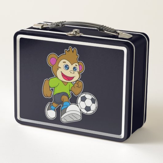 Lunch Box Singe comme joueur de football avec Soccer (Devant)
