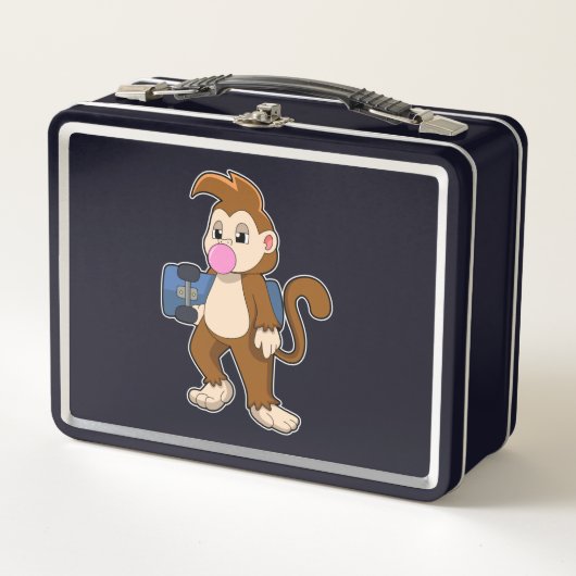 Lunch Box Singe comme patineur avec skateboard (Devant)