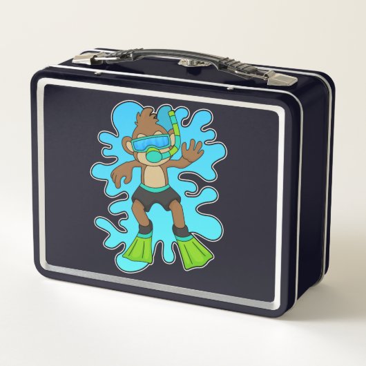 Lunch Box Singe comme plongeur avec tuba (Dos)