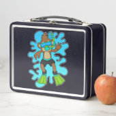 Lunch Box Singe comme plongeur avec tuba (En situation)