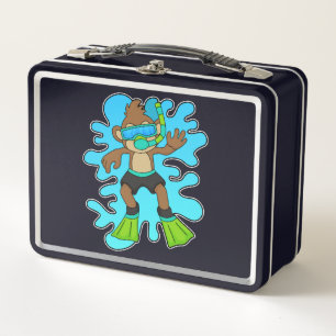 Lunch Box Singe comme plongeur avec tuba