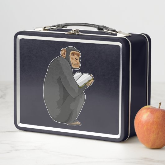 Lunch Box Singe Nerd avec livre (En situation)
