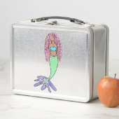 Lunch Box sirène arc-en-ciel rose bleu pourpre vert noir bou (En situation)