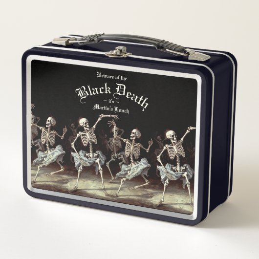 Lunch Box Skeletons de danse de la mort noire Halloween (Devant)