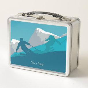 Lunch Box Ski alpin vue de montagne enneigée personnalisée