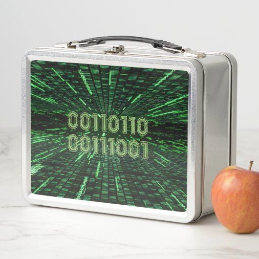 Lunch Box SlipperyJoe's 69 code binaire vert vibrant calcul (En situation)