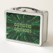 Lunch Box SlipperyJoe's 69 code binaire vert vibrant calcul (Devant)