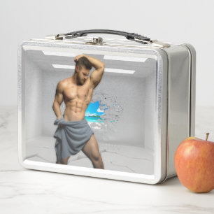 Lunch Box SlipperyJoe's Man serviette brisée mur de brique b