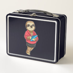 Lunch Box Sloth en tant que secrétaire avec Bloc-notes