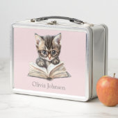 Lunch Box Smart Kitten with Glasses Personalized (En situation)