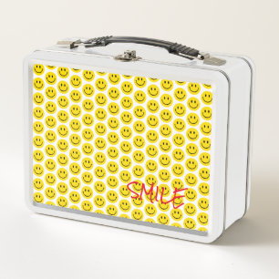 Lunch Box SMILE Visage Jaune Noir Blanc Joyeux Enfants de l'