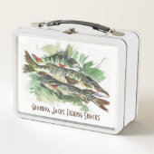 Lunch Box Snacks de pêche personnalisés | Poisson d'aquarell (Devant)