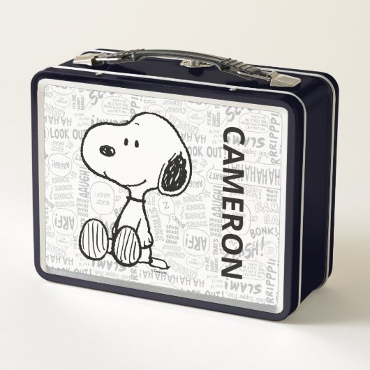 Lunch Box Snoopy on Black White Comics | Ajouter Votre Nom (Dos)