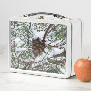 Lunch Box Snowy Pine Cône II hiver Photographie de la nature