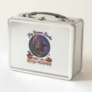 Lunch Box Sorcière de messager de vélo cassé balai Halloween