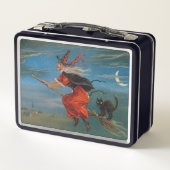 Lunch Box Sorcière volant avec un chat noir la nuit d'Hallow (Dos)