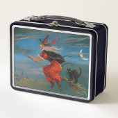 Lunch Box Sorcière volant avec un chat noir la nuit d'Hallow (Devant)