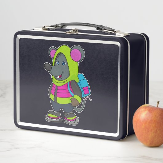 Lunch Box Souris au patinage sur glace avec patins sur glace (En situation)