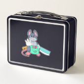 Lunch Box Souris comme coiffeur avec ciseaux et comble (Devant)