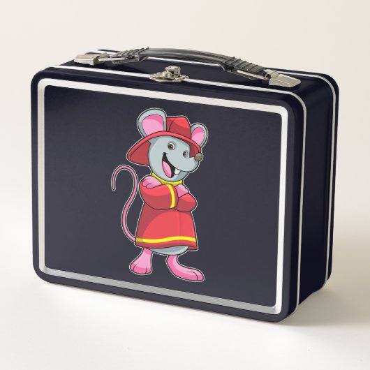 Lunch Box Souris comme pompier avec casque (Devant)