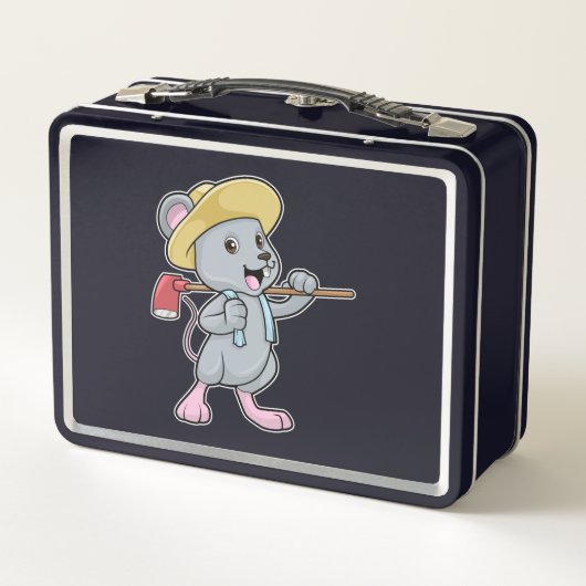 Lunch Box Souris en fermier avec Ax et Casquette (Dos)