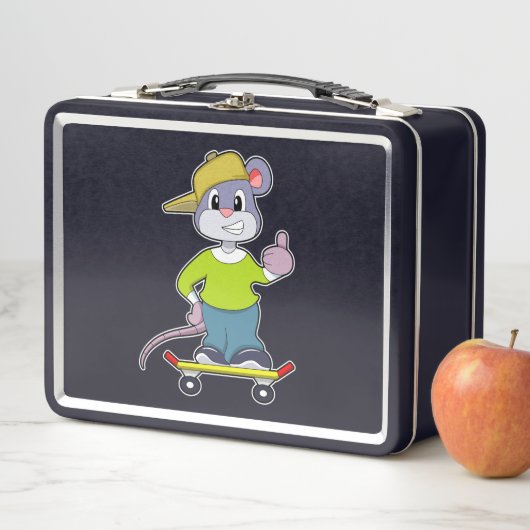 Lunch Box Souris en skate avec skateboard (En situation)