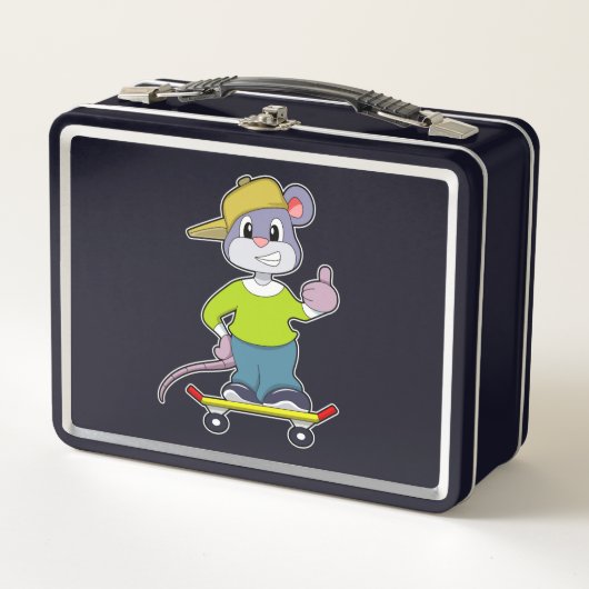 Lunch Box Souris en skate avec skateboard (Devant)