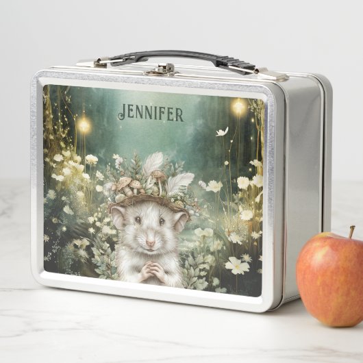 Lunch Box Souris forestière enchantée personnalisée (En situation)