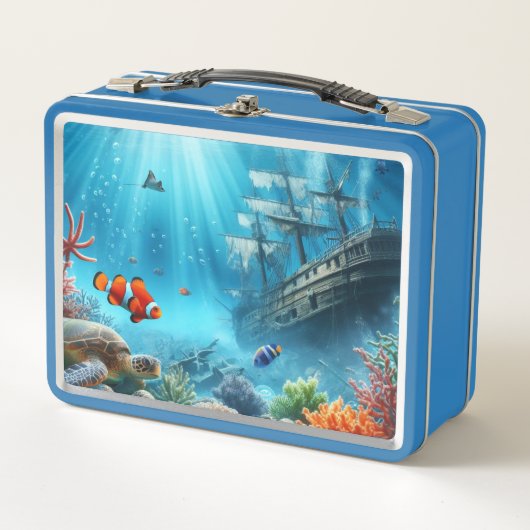 Lunch Box Sous la mer, tortue, corail, bateau, poisson clown (Devant)