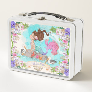Lunch Box Sous la sirène rose et pourpre de la mer (Brunette