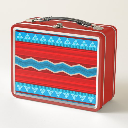 Lunch Box Southwest River Canyon Geometric Red Turquoise (Devant)