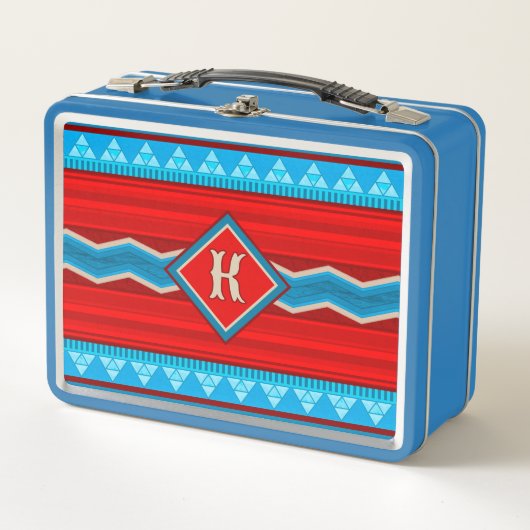 Lunch Box Southwest River Canyon Red Turquoise Monogrammed (Devant)