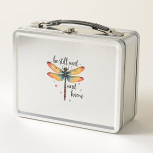 Lunch Box Soyez calme et connaissez Libellule Florale Chréti