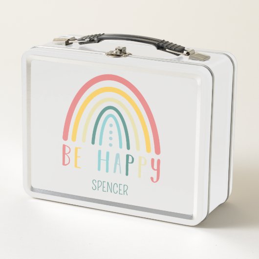 Lunch Box Soyez heureux Pastel Boho Rainbow (Devant)