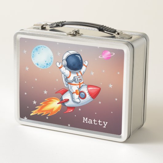 Lunch Box Spaceman de fusée personnalisé pour enfants (Devant)