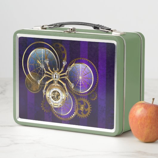 Lunch Box Spider Steampunk sur Arrière - plan pourpre (En situation)