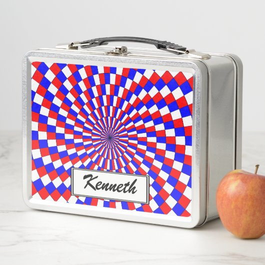Lunch Box Spirale Rouge Blanc Bleu de Kenneth Yoncich (En situation)