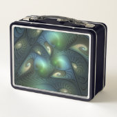 Lunch Box Spirales Turquoise Beige Vert Abstrait Fractal Art (Dos)