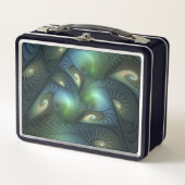 Lunch Box Spirales Turquoise Beige Vert Abstrait Fractal Art (Devant)