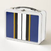 Lunch Box Sporty Bold Navy Bleu noir blanc Stripes de course (Devant)