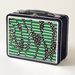 Lunch Box Spots et bandes 2 - Vert, Crème et Noir