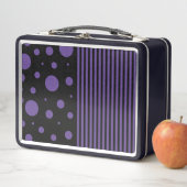 Lunch Box Spots et rayures en violet et noir (En situation)