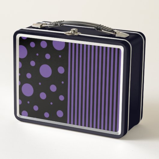 Lunch Box Spots et rayures en violet et noir (Devant)