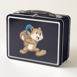 Lunch Box Squirrel at Field hockey with Stick