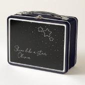 Lunch Box Star Trio en noir et blanc avec message et nom (Devant)