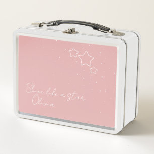Lunch Box Star Trio en rose et blanc avec message et nom