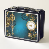 Lunch Box Steampunk Arrière - plan turquoise avec Gears (Dos)