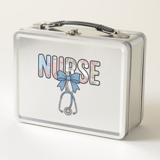 Lunch Box Stéthoscope Nurse Bow Floral Vintage (Devant)
